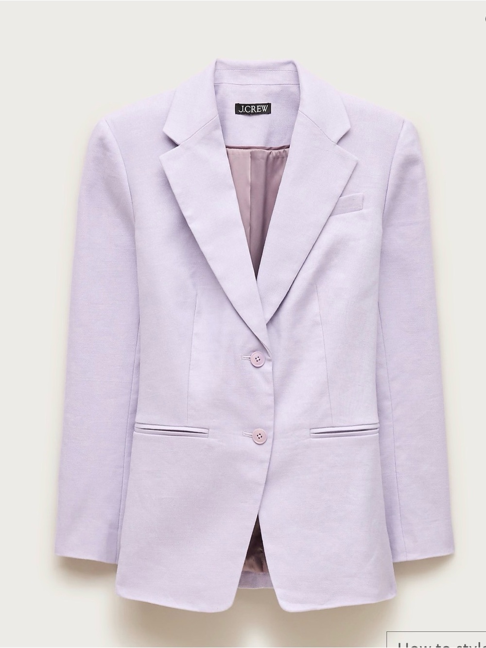 J. Crew Lilac Single-Breasted Blazer in stretch linen blend
